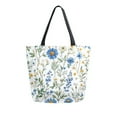 thumbnail image 1 of FORMRS Womens Canvas Tote Bag with Zipper Inner Pocket Shoulder Handbag, Blue Floral, 1 of 7