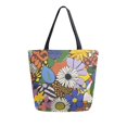 thumbnail image 1 of FORMRS Womens Canvas Tote Bag with Zipper Inner Pocket Shoulder Handbag, Blue Floral, 1 of 7