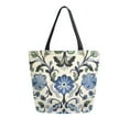 thumbnail image 1 of FORMRS Womens Canvas Tote Bag with Zipper Inner Pocket Shoulder Handbag, Blue Floral, 1 of 7