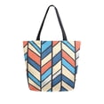 thumbnail image 1 of FORMRS Womens Canvas Tote Bag with Zipper Inner Pocket Shoulder Handbag, Blue Geometric, 1 of 7