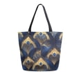 thumbnail image 1 of FORMRS Womens Canvas Tote Bag with Zipper Inner Pocket Shoulder Handbag, Blue Peacock Feathers Pattern, 1 of 7