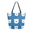 thumbnail image 1 of FORMRS Womens Canvas Tote Bag with Zipper Inner Pocket Shoulder Handbag, Blue Polar Bear, 1 of 7