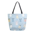 thumbnail image 1 of FORMRS Womens Canvas Tote Bag with Zipper Inner Pocket Shoulder Handbag, Blue Rabbits, 1 of 7