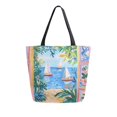 thumbnail image 1 of FORMRS Womens Canvas Tote Bag with Zipper Inner Pocket Shoulder Handbag, Blue Seaside, 1 of 7