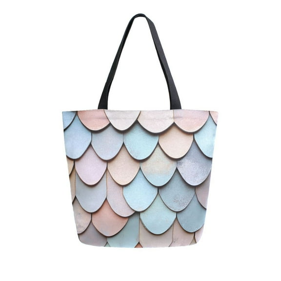 FORMRS Womens Canvas Tote Bag with Zipper Inner Pocket Shoulder Handbag, Blue Shimmering Pattern