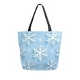 thumbnail image 1 of FORMRS Womens Canvas Tote Bag with Zipper Inner Pocket Shoulder Handbag, Blue Snowflake, 1 of 7