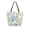thumbnail image 1 of FORMRS Womens Canvas Tote Bag with Zipper Inner Pocket Shoulder Handbag, Blue Wildflower Pattern, 1 of 7