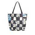 thumbnail image 1 of FORMRS Womens Canvas Tote Bag with Zipper Inner Pocket Shoulder Handbag, Blue and White Cat, 1 of 7