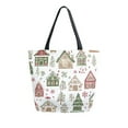 thumbnail image 1 of FORMRS Womens Canvas Tote Bag with Zipper Inner Pocket Shoulder Handbag, Brown Christmas House, 1 of 7