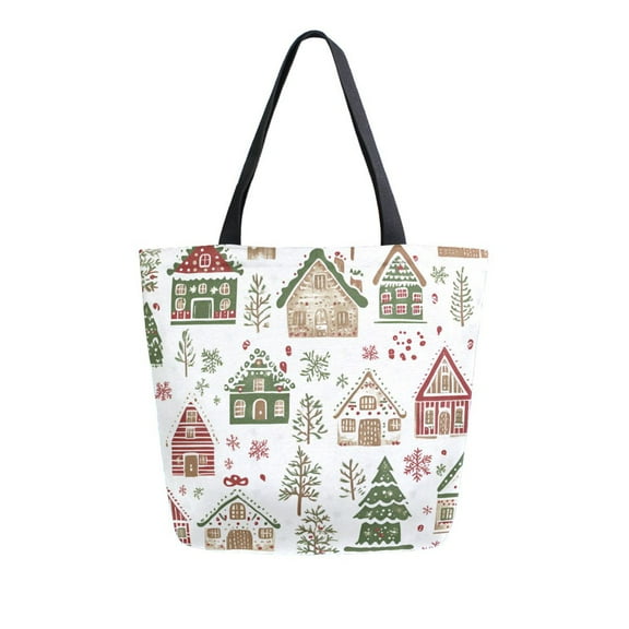 FORMRS Womens Canvas Tote Bag with Zipper Inner Pocket Shoulder Handbag, Brown Christmas House
