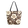 thumbnail image 1 of FORMRS Womens Canvas Tote Bag with Zipper Inner Pocket Shoulder Handbag, Brown Floral, 1 of 7