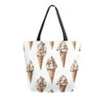 thumbnail image 1 of FORMRS Womens Canvas Tote Bag with Zipper Inner Pocket Shoulder Handbag, Brown Ice Cream Pattern, 1 of 7