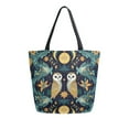thumbnail image 1 of FORMRS Womens Canvas Tote Bag with Zipper Inner Pocket Shoulder Handbag, Brown Mystical Owls, 1 of 7