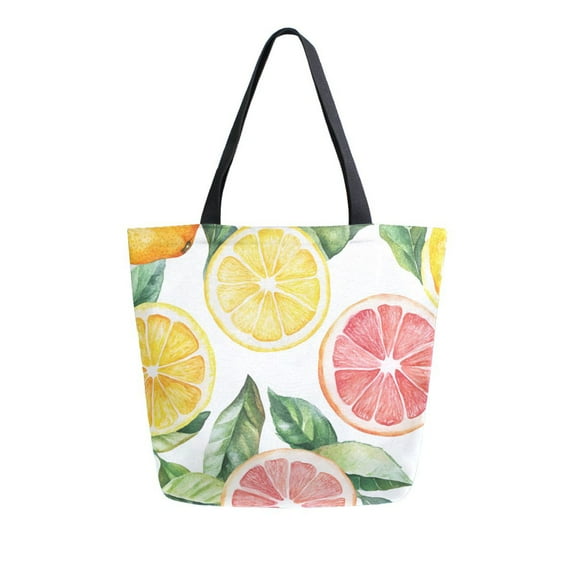 FORMRS Womens Canvas Tote Bag with Zipper Inner Pocket Shoulder Handbag, Candy Grapefruit