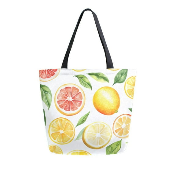 FORMRS Womens Canvas Tote Bag with Zipper Inner Pocket Shoulder Handbag, Candy Lemon