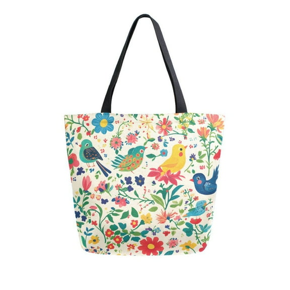 FORMRS Womens Canvas Tote Bag with Zipper Inner Pocket Shoulder Handbag, Cartoon Animals