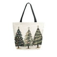 thumbnail image 1 of FORMRS Womens Canvas Tote Bag with Zipper Inner Pocket Shoulder Handbag, Cartoon Christmas Trees, 1 of 7