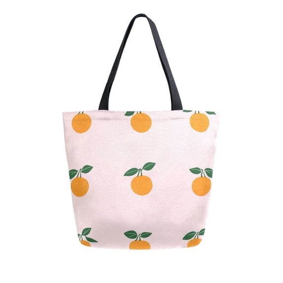 FORMRS Womens Canvas Tote Bag with Zipper Inner Pocket Shoulder Handbag, Cartoon Citrus