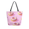 thumbnail image 1 of FORMRS Womens Canvas Tote Bag with Zipper Inner Pocket Shoulder Handbag, Cartoon Doughnuts, 1 of 7