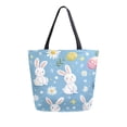 thumbnail image 1 of FORMRS Womens Canvas Tote Bag with Zipper Inner Pocket Shoulder Handbag, Cartoon Easter Bunnies, 1 of 7