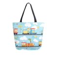 thumbnail image 1 of FORMRS Womens Canvas Tote Bag with Zipper Inner Pocket Shoulder Handbag, Cartoon Train Pattern, 1 of 7