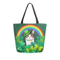 thumbnail image 1 of FORMRS Womens Canvas Tote Bag with Zipper Inner Pocket Shoulder Handbag, Cat Clover, 1 of 7