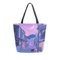thumbnail image 1 of FORMRS Womens Canvas Tote Bag with Zipper Inner Pocket Shoulder Handbag, Cat Walking in Street, 1 of 7