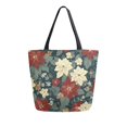 thumbnail image 1 of FORMRS Womens Canvas Tote Bag with Zipper Inner Pocket Shoulder Handbag, Christmas Blooms, 1 of 7