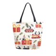 thumbnail image 1 of FORMRS Womens Canvas Tote Bag with Zipper Inner Pocket Shoulder Handbag, Christmas Gift Train, 1 of 7