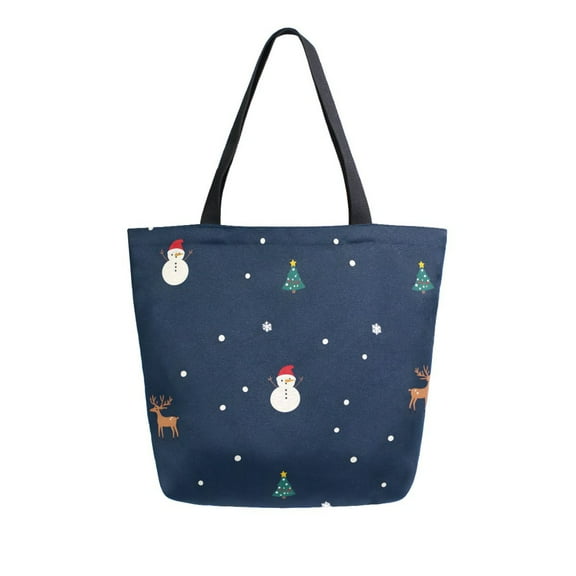 FORMRS Womens Canvas Tote Bag with Zipper Inner Pocket Shoulder Handbag, Christmas Whimsy