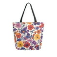thumbnail image 1 of FORMRS Womens Canvas Tote Bag with Zipper Inner Pocket Shoulder Handbag, Colorful Flowers Pattern, 1 of 7