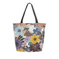 thumbnail image 1 of FORMRS Womens Canvas Tote Bag with Zipper Inner Pocket Shoulder Handbag, Colorful Flowers, 1 of 7