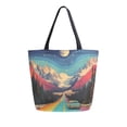 thumbnail image 1 of FORMRS Womens Canvas Tote Bag with Zipper Inner Pocket Shoulder Handbag, Colorful Road, 1 of 7