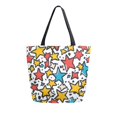 thumbnail image 1 of FORMRS Womens Canvas Tote Bag with Zipper Inner Pocket Shoulder Handbag, Colorful Stars, 1 of 7