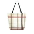 thumbnail image 1 of FORMRS Womens Canvas Tote Bag with Zipper Inner Pocket Shoulder Handbag, Cream Plaid, 1 of 7