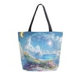 thumbnail image 1 of FORMRS Womens Canvas Tote Bag with Zipper Inner Pocket Shoulder Handbag, Crystal Ocean, 1 of 7