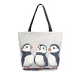 thumbnail image 1 of FORMRS Womens Canvas Tote Bag with Zipper Inner Pocket Shoulder Handbag, Cute Puffin, 1 of 7