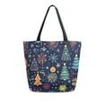 thumbnail image 1 of FORMRS Womens Canvas Tote Bag with Zipper Inner Pocket Shoulder Handbag, Dark Blue Christmas, 1 of 7