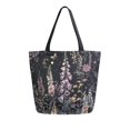 thumbnail image 1 of FORMRS Womens Canvas Tote Bag with Zipper Inner Pocket Shoulder Handbag, Dark Flowers Pattern, 1 of 7