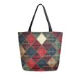 thumbnail image 1 of FORMRS Womens Canvas Tote Bag with Zipper Inner Pocket Shoulder Handbag, Dark Tartan Pattern, 1 of 7