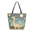 thumbnail image 1 of FORMRS Womens Canvas Tote Bag with Zipper Inner Pocket Shoulder Handbag, Dinosaur with Stars, 1 of 7
