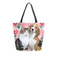 thumbnail image 1 of FORMRS Womens Canvas Tote Bag with Zipper Inner Pocket Shoulder Handbag, Dog Cat Love, 1 of 7