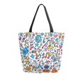thumbnail image 1 of FORMRS Womens Canvas Tote Bag with Zipper Inner Pocket Shoulder Handbag, Doodle Pattern, 1 of 7