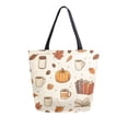 thumbnail image 1 of FORMRS Womens Canvas Tote Bag with Zipper Inner Pocket Shoulder Handbag, Fall Beige Pumpkin, 1 of 7