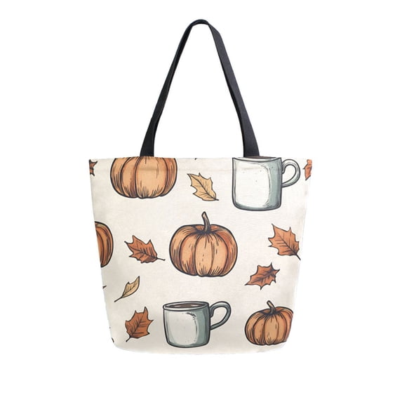 FORMRS Womens Canvas Tote Bag with Zipper Inner Pocket Shoulder Handbag, Fall Leaves