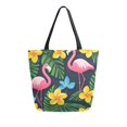 thumbnail image 1 of FORMRS Womens Canvas Tote Bag with Zipper Inner Pocket Shoulder Handbag, Flamingo Floral Pattern, 1 of 7