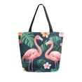 thumbnail image 1 of FORMRS Womens Canvas Tote Bag with Zipper Inner Pocket Shoulder Handbag, Flamingo Leaves Pattern, 1 of 7