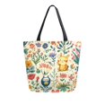 thumbnail image 1 of FORMRS Womens Canvas Tote Bag with Zipper Inner Pocket Shoulder Handbag, Floral Animals, 1 of 7