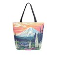 thumbnail image 1 of FORMRS Womens Canvas Tote Bag with Zipper Inner Pocket Shoulder Handbag, Floral Mountain, 1 of 7