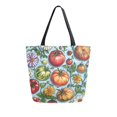 thumbnail image 1 of FORMRS Womens Canvas Tote Bag with Zipper Inner Pocket Shoulder Handbag, Floral Tomatoes, 1 of 7